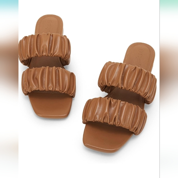 NIB- Brown Square Toe Mule Slides Sz 10 - Picture 1 of 7